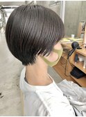 大人ショートボブマッシュショート黒髪ショート前髪あり