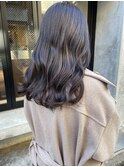 【松本咲花】暗髪ブリーチなしラベンダーグレージュ艶カラー