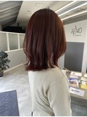 レッドカラーワインレッドカラーボルドーカラーミディアムボブ