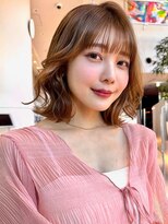 【MINX】くびれヘアアプリコットオレンジハイライトカラー_銀座