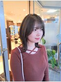 ミディアムレイヤー顔回りレイヤーアッシュグレージュベージュ