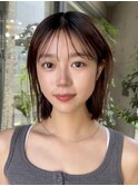 切りっぱなしボブナチュラルボブミディアム前髪縮毛矯正表参道