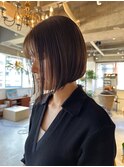 切りっぱなしボブブラウンボブブラウンベージュ