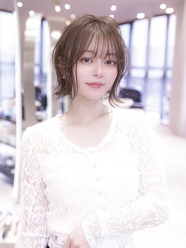 ハバナ 渋谷(HAVANA) 外ハネレイヤーボブ/ブリーチ無しミルクティーブロンド