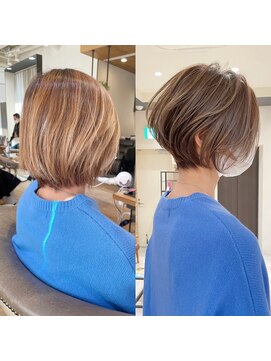 バンプ ギンザ(BUMP GINZA) グレージュ×絶壁解消×前下がりショートボブ【安野】