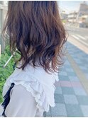ミディアムウェーブ巻きシースルーバング _ フレンチガーリー