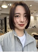 ぷつっショート顔まわりレイヤーグレージュカラーデザインカラー