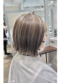20代30代40代ストレートボブハイライト立体感ブリーチ透明感