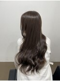 黒髪/グレーベージュ/レイヤーロング/前髪パーマ/艶髪/髪質改善