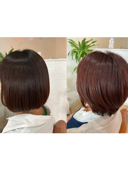 【吹田駅徒歩5分】自然由来成分配合のカラー剤でダメージを最小限に。艶やかで潤いのある仕上がりが叶う♪