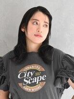 アース 二俣川店(HAIR&MAKE EARTH)&nbsp;二俣川_レディース_セミロング_コテ巻き_黒髪_大人ヘア_小顔