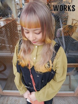 ワークス ヘアデザイン(WORKS HAIR DESIGN) エンドカラーハイトーンブリーチイエロー