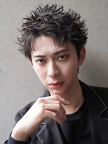 カライング(ing) スーツ短髪ツーブロック束感モテる黒髪シークレットパーマ流行