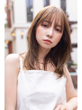 メーヴェ(Mowen) mowen×外ハネミディアム×ラフウェーブ×モカベージュ