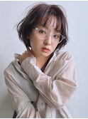 【天神 今泉 大名】ミニボブ シースルーバング カシスベージュ