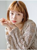 丸みボブ　ショートボブ　ハイトーン　ケアブリーチ　透明感