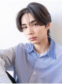 メンズセンターパートニュアンスパーマ韓国マッシュウルフ