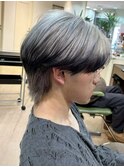 盛岡メンズブリーチカラーミルクティーベージュセンターパート◆