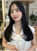 ロングヘア30代40代ストレートレイヤー前髪あり表参道【山岡】