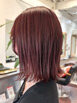 ラレイ ハラジュク(Lalei harajuku)&nbsp;【白石】ブリーチなし赤髪ワインレッド暖色ロング原宿ミディアム