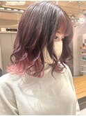 ゆる巻きミディ×インナーピンク