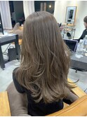 ブリーチなしくすみグレージュ 透明感カラー オリーブグレージュ