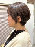 グレージュ×丸みショート30代40代
