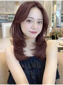セミロング30代40代ストレートレイヤー前髪なし前髪あり表参道