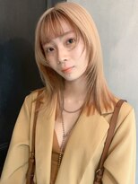 アイティー バイ アルバム 中野店(IT by ALBUM)&nbsp;ローライトカラーロング_斜めバンググレージュカラー_9413