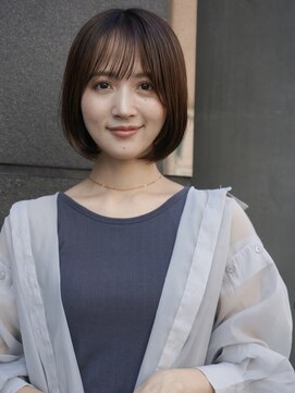 ガーデン オオタカノモリ(garden otakanomori) 簡単スタイリング髪質改善ストレートまとまるミニボブ×前髪あり