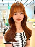 オレンジ×韓国風ナチュラルエアリーヘア