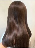 マロンブラウン ツヤツヤロング ストレートヘア 髪質改善