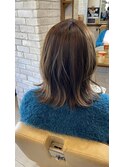 切りっぱなしミディアム×グレージュ×白髪染め×髪質改善