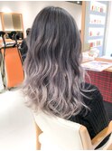 アッシュグレージュグラデーションカラー!ロング 3Dカラーモード