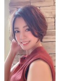 30代40代に人気大人可愛いひし形ショートボブ ニュアンスパーマ