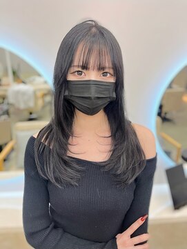 サンド 鹿児島中央(sand) 黒髪/グレーベージュ/レイヤーロング/前髪パーマ[鹿児島中央駅]