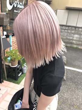コーラル(Coral) 【Coral】色落ちまろやかブロンドのホワイトピンク