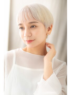 カバーヘア ブリス 志木南口駅前店(COVER HAIR bliss) ぱっつん前髪透明感ダブルカラー小顔丸みショートY志木20代30代!