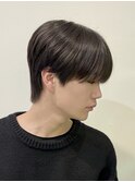 韓国風センターパートシースルーバングメンズ透明感カラー
