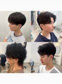 メンズカット☆刈り上げセンターパート☆黒髪/韓国ダウンパーマ