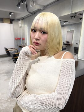 オルズ 渋谷(ALLZ) 渋谷/ケアブリーチ/ダブルカラー/貫っぱなし/ボブ/ハイトーン