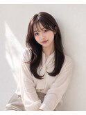透け感ブラウン×柔らかロングレイヤー
