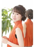 大人かわいい 結婚式 小顔 パーティーアップ