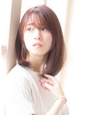 大人かわいい前髪ハイライトベージュフリンジウエーブ