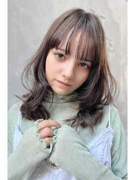 クーエフー(coo et fuu) 10代20代30代40代50代 前髪 グレージュ くびれミディアム 藤