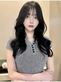 韓国ヘア 韓国風レイヤーカット 顔周り ワンホン ブルーブラック