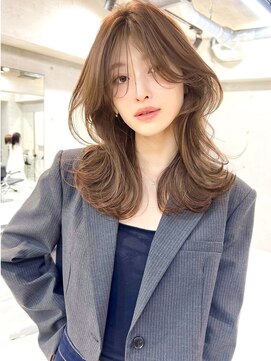 サイン 表参道(SIGN) 韓国ヘアーハッシュカットレイヤーカットグレージュブリーチ無し