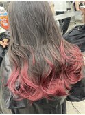 ピンク グラデーションカラー レイヤーカット  ダブルカラー
