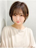 耳かけショートボブ似合わせカット30代40代チェリーブラウン