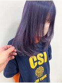 レイヤーカットとラベンダーカラー